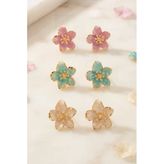 Mor Su Yeşili Sakura Çiçek 3'Lü Set Küpe