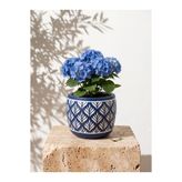 mora store Dekoratif Beton Saksı Mavi Bohem İskandinav Tarz 13x12 cm | Modern Ev Ofis Saksısı