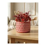 mora store Modern Bohem Kırmızı Beton Saksı 14x10 cm | Dekoratif Çiçeklik | Ev Ofis Şık Masa Saksısı