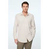 Morven Erkek Bej Basic Regular Fit Sert Yaka Gömlek - 4XL