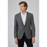 Morven Erkek Gri Örme Slim Fit Mono Yaka Ceket