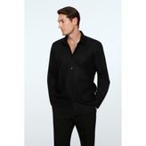 Morven Erkek Siyah Basic Regular Fit Sert Yaka Gömlek - XL