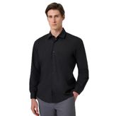Morven Erkek Siyah Basic Regular Fit Sert Yaka Gömlek