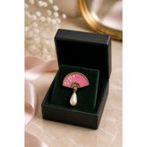 mosmoda İncili Pembe Yelpaze Broş
