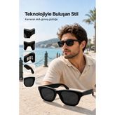 Mossem Kameralı Akıllı Güneş Gözlüğü Smart Glasses Siyah Şık Tasarım - Acı Kahverengi