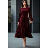 Mossta Minimal Tasarım Midi Elbise - Bordo