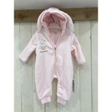Mother Wings Tavşan Kulaklı Kapüşonlu Yumuşak Soft Kumaş Önden Fermuarlı Prenses Tavşan Desenli Kız Bebek Tulum Kozmonot - 1 Yaş - Bebe Pembe