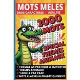 MOTS MELES ADULTES GROS CARACTERES -2 000 Mots- 1 Grille Par Page: + 100H De Jeux Pour Seniors -THEMES ANIMAUX- Format A5 - Livre Casse Tête Adulte Pour Cadeau Anniversaire Ou Noël