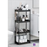 MOWO 4 Katlı Plastik Raf Sistemi SİYAH - Banyo Rafı ve Mutfak Düzenleyici Organizer Raf, Banyo Dolabı