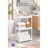 Mowo Home 3 Katlı Beyaz Banyo Düzenleyici Raf Sistemi, Makyaj Kozmetik Düzenleyici Organizer Raf