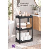 Mowo Home 3 Katlı Siyah Banyo Düzenleyici Raf Sistemi, Makyaj Kozmetik Düzenleyici Organizer Raf