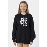 Mr Beast Half Face Siyah Kadın 2İp Sweatshirt