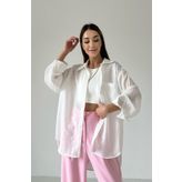 ms perry Kadın Keten Dokulu Oversize Gömlek