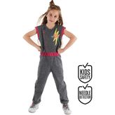 MSHB&G Girl Gang Kız Çocuk Salopet Tulum - 7 Yaş - Antrasit