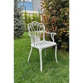 MSP Ferforje Görünümlü Plastik Sandalye, Bahçe, Balkon ve Dış Mekanda Kullanılabilir, 2 Yıl Garantili, 150 kg Taşıma Kapasiteli, Tek Plastik Sandalye (Beyaz Renk Tek Sandalye, Standart)