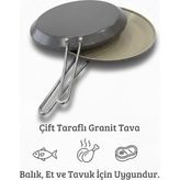MSP Granit Kaplama 33 cm Çift Taraflı Balık, Et ve Tavuk Pişirme Tavası