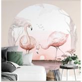 MSticker Yuvarlak Tropikal Flamingo Duvar Sticker 95x95 Cm