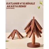 Mucit Home Ağaç Şeklinde Bambu Nihale Pratik Katlanır Bambu Bardak Altlığı Bambu