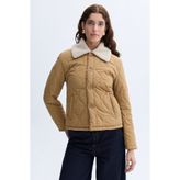 Mudo Kadın Taba Pelüş Yaka Kapitoneli Puffer Mont