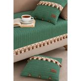 MUEV Modern Bohem Dokulu Koltuk Örtüsü Oturmayeri Örtüsü 1 Adet Örtü 85x200 cm ve 2 Adet Kırlent Kılıfı 40x40 cm - Püskül Detaylı