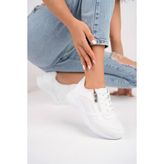 Muggo Asel Garantili Kadın Sneaker Spor Ayakkabı Suni Deri Malzeme ile Kalın Tabanlı Günlük Kullanım İçin - Beyaz