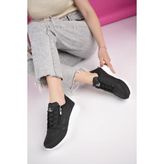 Muggo ASİA Garantili Kadın Ortopedik Günlük Bağcıklı Yandan Fermuarlı Rahat Sneaker Spor Ayakkabı (Siyah - Beyaz)