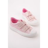Muggo Oriella Kız Çocuk Cırt Cırtlı Simli Günlük Sneaker Spor Ayakkabı - Pudra