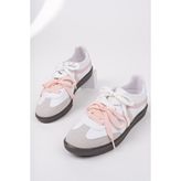 Muggo Retro Kadın Sneaker Spor Ayakkabı Suni Deri Düz Taban ile Günlük Kullanım İçin Tasarlandı - Pudra