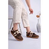 Muggo Taupe Çift Bağcıklı Günlük Kadın Sneaker Spor Ayakkabı - Kahverengi