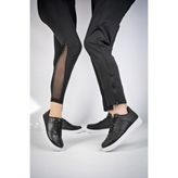 Muggo Unisex Sneaker Ayakkabı Suni Deri Siyah - Beyaz Düz Taban Günlük Kullanım İçin