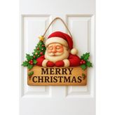 MUJGAN Noel Babalı Ahşap Kapı Yılbaşı Kapı Yılbaşı Süsü, Noel Kapı Süsü (30-20 Cm)