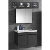 Multi Series 55 cm Antrasit Gri Mat Mdf Banyo Dolabı Takımı - Aynalı Seramik Lavabolu Banyo Dolap Seti