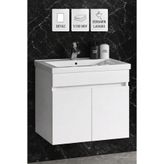 Multi Series 55 cm Beyaz Asma Banyo Alt Dolabı - Seramik Lavabolu MDF Banyo Alt Dolabı