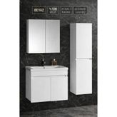 Multi Series 65 cm +35 Beyaz Banyo Dolabı Takımı - Aynalı Seramik Lavabolu Banyo Seti