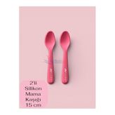 Multiamo 2'li Silikon Mama Kaşığı 15 cm, Koyu Pembe