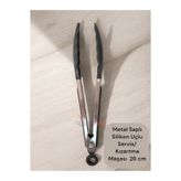 Multiamo Silikon Uçlu Metal Kızartma Maşası, Servis Maşası, 26 cm, Gri