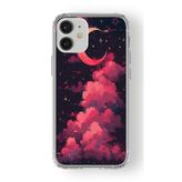 Multitronic iPhone 12 Mini Uyumlu Moon And Cloud Tasarım Baskılı Şeffaf Kılıf