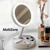 MultiZone LED Işıklı 10x Büyüteçli Katlanabilir Çift Taraflı Seyahat Makyaj Aynası USB Şarjlı