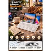 Munico Şarjlı Bluetooth Klavye Tablet ve Telefon Standlı Ios Android Windows Macos Uyumlu Type-C