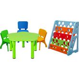 Mupark Çocuk Aktivite Masası - Renkli Sandalyeler ve Renkli Kitaplık - Büyük Masa Set - Anaokulu - Kreş - Yeşil