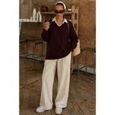 Mürdüm V Yaka Oversize Kadın Triko Kazak MG2149