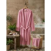 Müslin Bornoz - L - XL - Açık Pembe