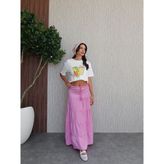 Müslin Katlı Uzun Etek - Pembe
