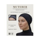 muteber Kaydırmaz Silikonlu Bone - Önü Çift Kat - Bağlamalı Model - Rahat İç Bone