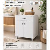 Mutfak Set Altı Ocak Dolabı (BEYAZ)