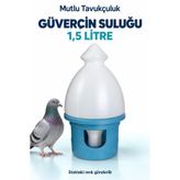 MUTLU TAVUKÇULUK Güvercin Suluğu 1,5 Litre 1 Adet Güvercin Suluk Dayanıklı Plastik Kümes Suluğu, Kolay Temizlenebilir