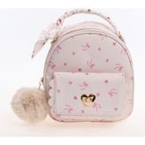 My Balli Store Çiçek ve Kurdele Desenli Kalp Kilitli Pembe Mini Sırt Çantası 20x18cm