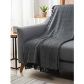 My Evilla Antrasit Koltuk Örtüsü Kanepe İçin Kaymaz Tabanlı Şık Dokulu Saçaklı Modern Salon Örtüsü 170X220cm
