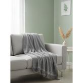 My Evilla Gri Koltuk Örtüsü Kanepe Için Kaymaz Tabanlı Şık Dokulu Saçaklı Modern Salon Örtüsü 170X220CM - 170 x 220 cm