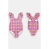 My Kids Wear Kız Çocuk Fırfır Detaylı Şık Tasarım Çapraz Askılı Mayo 12734 - Açık Fuşya - 4 - 5 Yaş